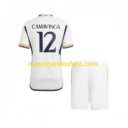 Camiseta de Fútbol Real Madrid Camavinga 12 Niño Casa 2023-2024 Manga Corta