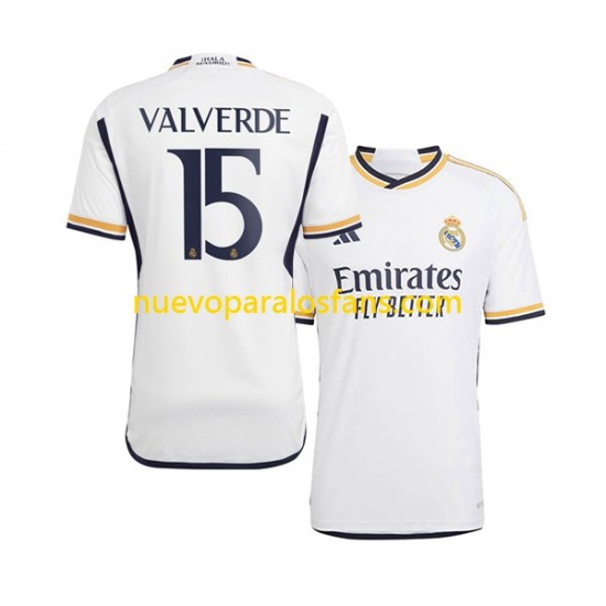 Camiseta de Fútbol Real Madrid Federico Valverde 15 Hombre Casa 2023-2024 Manga Corta