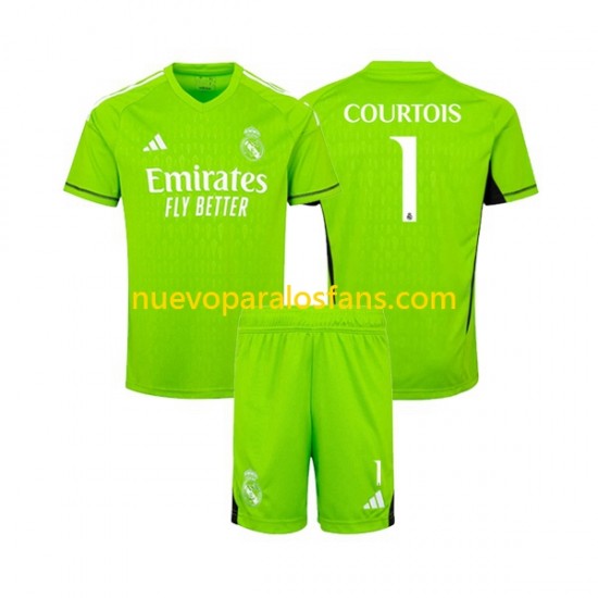 Camiseta de Fútbol Real Madrid Thibaut Courtois 1 Portero Niño Casa 2023-2024 Manga Corta