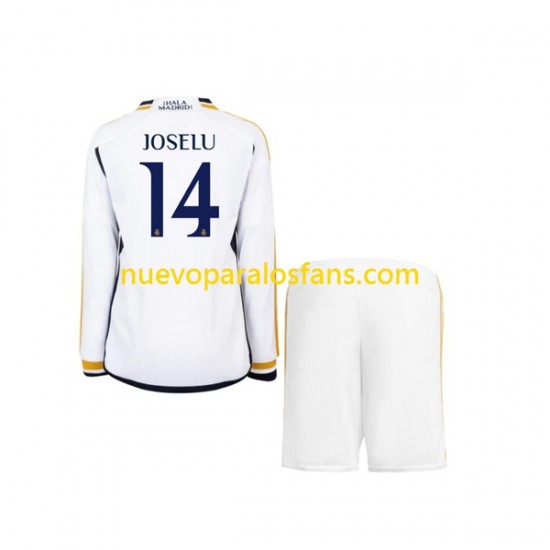 Camiseta de Fútbol Real Madrid JOSELU 14 Niño Casa 2023-2024 Manga Larga