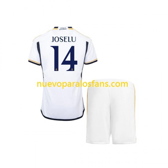 Camiseta de Fútbol Real Madrid JOSELU 14 Niño Casa 2023-2024 Manga Corta