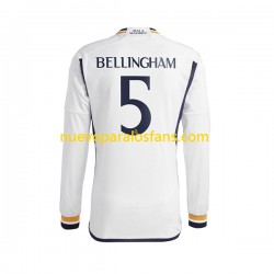 Camiseta de Fútbol Real Madrid Jude Bellingham 5 Hombre Casa 2023-2024 Manga Larga