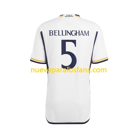 Camiseta de Fútbol Real Madrid Jude Bellingham 5 Hombre Casa 2023-2024 Manga Corta