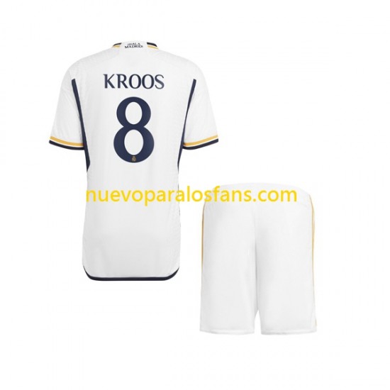 Camiseta de Fútbol Real Madrid Kroos 8 Niño Casa 2023-2024 Manga Corta