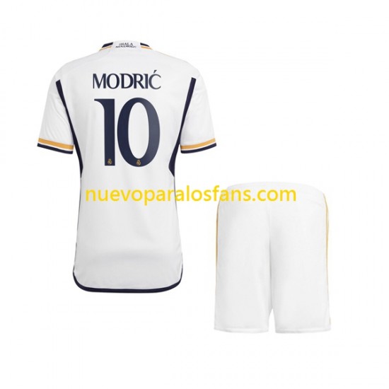 Camiseta de Fútbol Real Madrid Modrić 10 Niño Casa 2023-2024 Manga Corta