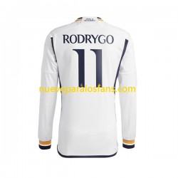 Camiseta de Fútbol Real Madrid Rodrygo Goes 11 Hombre Casa 2023-2024 Manga Larga