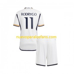 Camiseta de Fútbol Real Madrid Rodrygo Goes 11 Niño Casa 2023-2024 Manga Corta