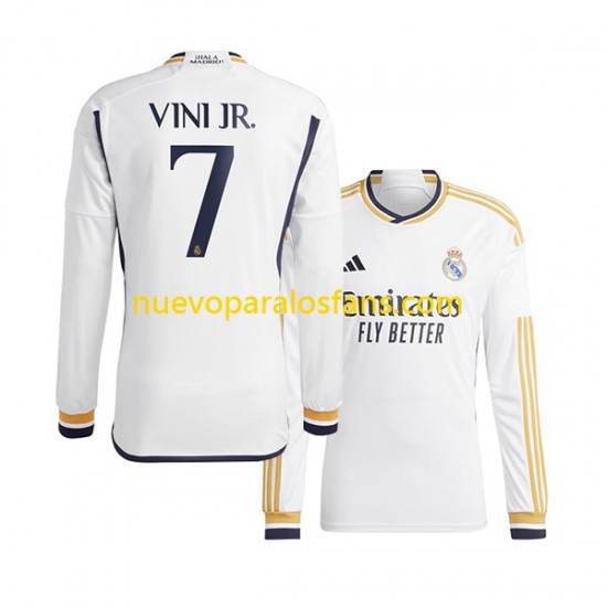 Camiseta de Fútbol Real Madrid Vinicius Junior 7 Hombre Casa 2023-2024 Manga Larga