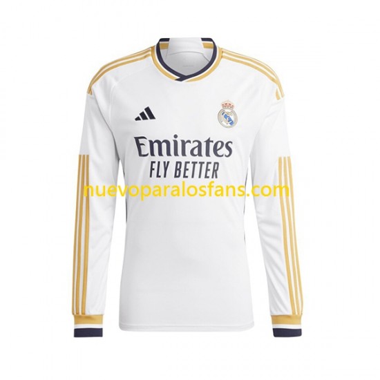Camiseta de Fútbol Real Madrid Vinicius Junior 7 Niño Casa 2023-2024 Manga Larga
