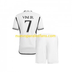 Camiseta de Fútbol Real Madrid Vinicius Junior 7 Niño Casa 2023-2024 Manga Corta