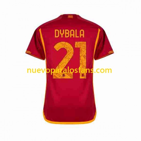 Camiseta de Fútbol AS Roma Paulo Dybala 21 Hombre Casa 2023-2024 Manga Corta