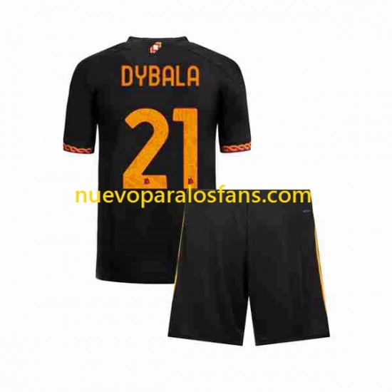 Camiseta de Fútbol AS Roma Paulo Dybala 21 Niño Tercera 2023-2024 Manga Corta