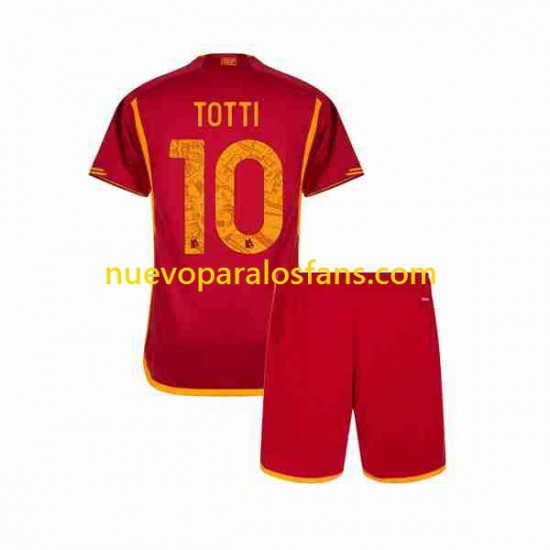 Camiseta de Fútbol AS Roma Totti 10 Niño Casa 2023-2024 Manga Corta