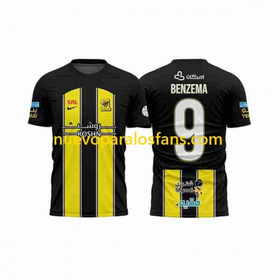 Camiseta de Fútbol Al-Ittihad BENZEMA 9 Hombre Casa 2023-2024 Manga Corta