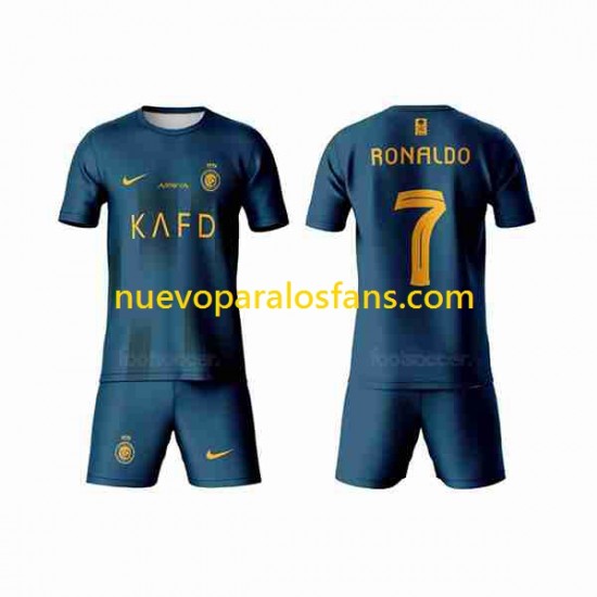 Camiseta de Fútbol Al-Nassr Ronaldo 7 Niño Exterior 2023-2024 Manga Corta