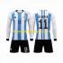 Camiseta de Fútbol Argentina 3 Stars Di Maria 11 Niño Casa Copa Mundial 2022 Manga Larga