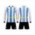 Camiseta de Fútbol Argentina 3 Stars Niño Casa Copa Mundial 2022 Manga Larga