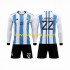 Camiseta de Fútbol Argentina 3 Stars Lautaro Martinez 22 Niño Casa Copa Mundial 2022 Manga Larga