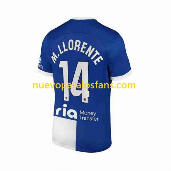 Camiseta de Fútbol Atlético Madrid 2 Marcos Llorente 14 Hombre Exterior 2023-2024 Manga Corta