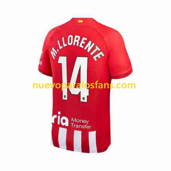 Camiseta de Fútbol Atlético Madrid 2 Marcos Llorente 14 Hombre Casa 2023-2024 Manga Corta