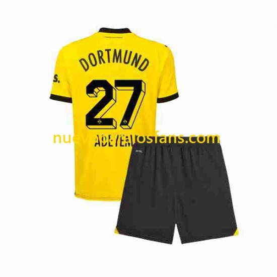 Camiseta de Fútbol Borussia Dortmund Karim Adeyemi 27 Niño Casa 2023-2024 Manga Corta