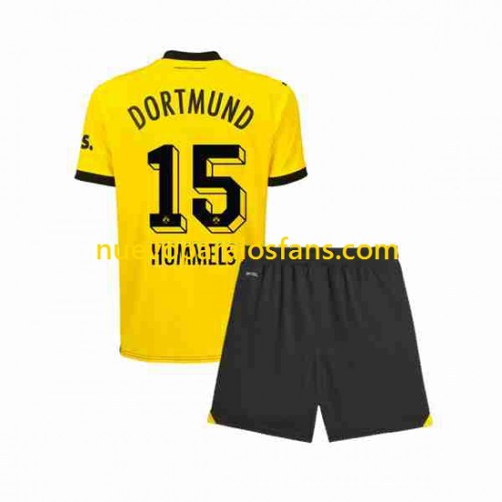 Camiseta de Fútbol Borussia Dortmund Mats Hummels 15 Niño Casa 2023-2024 Manga Corta