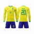 Camiseta de Fútbol Brasil Vinicius Junior 20 Niño Casa Copa Mundial 2022 Manga Larga