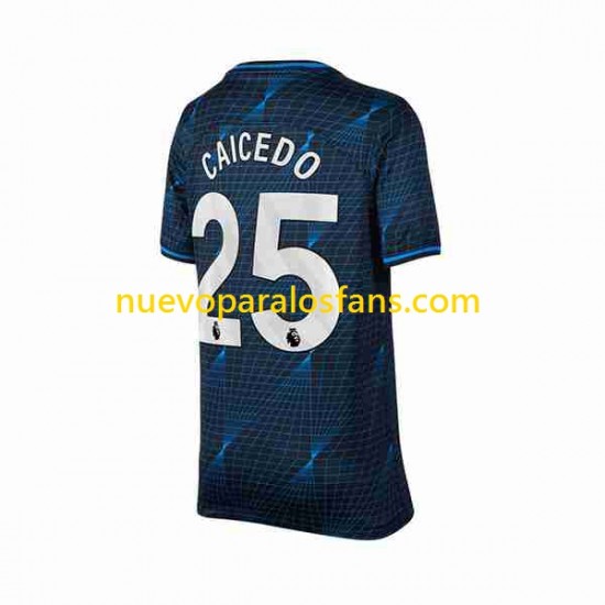 Camiseta de Fútbol Chelsea Moises Caicedo 25 Hombre Exterior 2023-2024 Manga Corta
