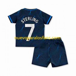 Camiseta de Fútbol Chelsea Raheem Sterling 7 Niño Exterior 2023-2024 Manga Corta