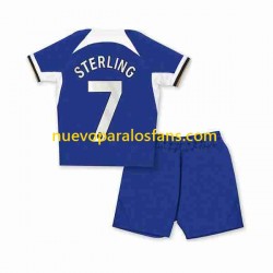 Camiseta de Fútbol Chelsea Raheem Sterling 7 Niño Casa 2023-2024 Manga Corta