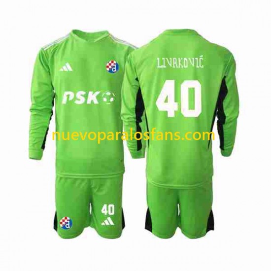 Camiseta de Fútbol Dinamo Zagrzeb Livakovic 40 Portero Niño Casa 2023-2024 Manga Larga