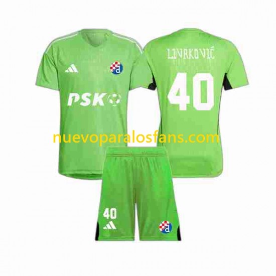 Camiseta de Fútbol Dinamo Zagrzeb Livakovic 40 Portero Niño Casa 2023-2024 Manga Corta