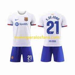 Camiseta de Fútbol FC Barcelona Frenkie de Jong 21 Niño Exterior 2023-2024 Manga Corta