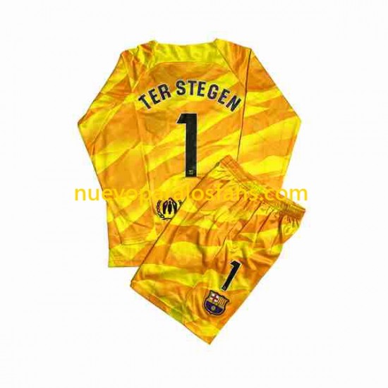 Camiseta de Fútbol FC Barcelona Ter Stegen 1 Portero Niño Cuarto 2023-2024 Manga Larga