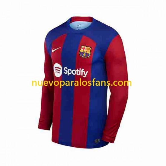Camiseta de Fútbol FC Barcelona Hombre Casa 2023-2024 Manga Larga