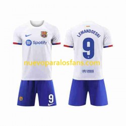 Camiseta de Fútbol FC Barcelona LEWANDOWSKI 9 Niño Exterior 2023-2024 Manga Corta