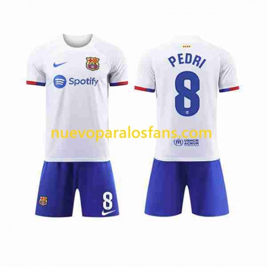 Camiseta de Fútbol FC Barcelona Pedri 8 Niño Exterior 2023-2024 Manga Corta