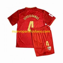 Camiseta de Fútbol Sevilla FC Sergio Ramos 4 Niño Exterior 2023-2024 Manga Corta