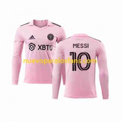 Camiseta de Fútbol Inter Miami Lionel Messi 10 Hombre Casa 2023-2024 Manga Larga