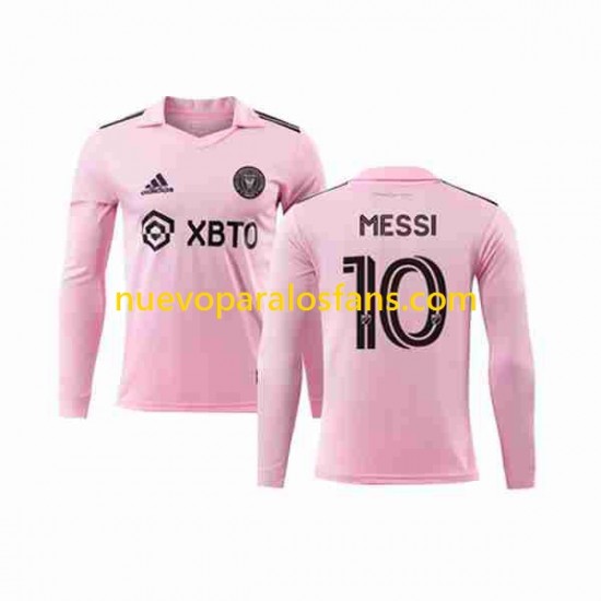 Camiseta de Fútbol Inter Miami Lionel Messi 10 Hombre Casa 2023-2024 Manga Larga