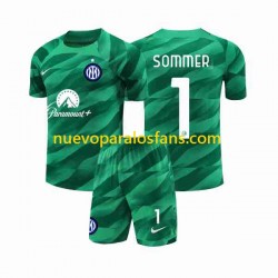 Camiseta de Fútbol Inter Milan Sommer 1 Portero Niño Exterior 2023-2024 Manga Corta