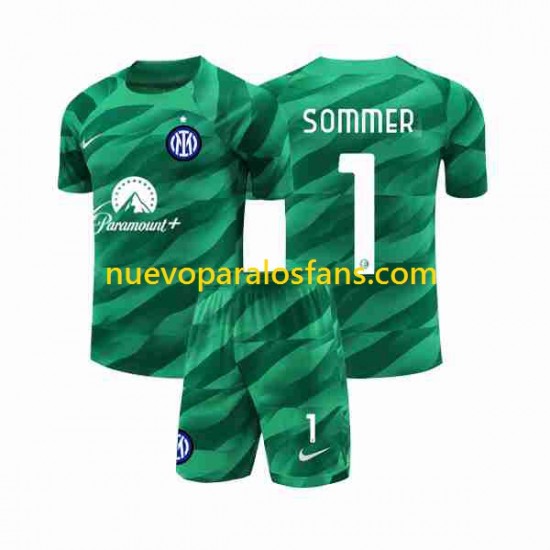 Camiseta de Fútbol Inter Milan Sommer 1 Portero Niño Exterior 2023-2024 Manga Corta