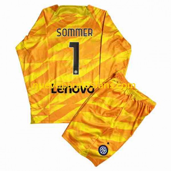 Camiseta de Fútbol Inter Milan Sommer 1 Portero Niño Casa 2023-2024 Manga Larga