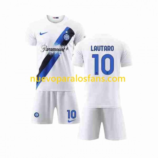 Camiseta de Fútbol Inter Milan Lautaro Martinez 10 Niño Exterior 2023-2024 Manga Corta