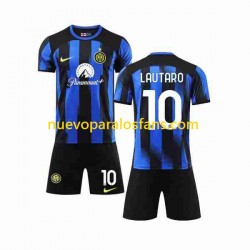 Camiseta de Fútbol Inter Milan Lautaro Martinez 10 Niño Casa 2023-2024 Manga Corta