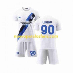 Camiseta de Fútbol Inter Milan Lukaku 90 Niño Exterior 2023-2024 Manga Corta