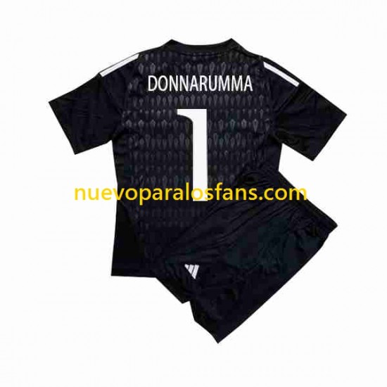 Camiseta de Fútbol Italia Donnarumma 1 Portero Niño Exterior 2023 Manga Corta