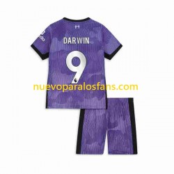 Camiseta de Fútbol Liverpool Darwin Nunez 9 Niño Tercera 2023-2024 Manga Corta
