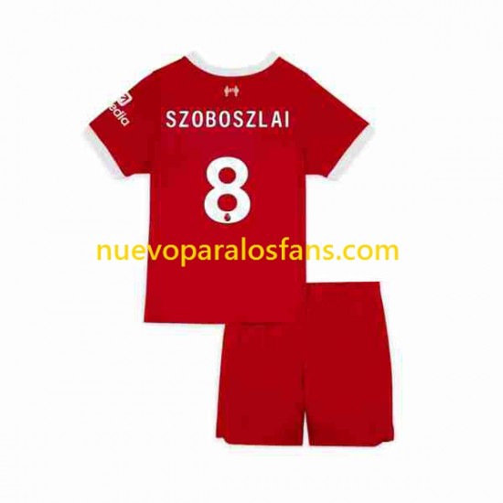 Camiseta de Fútbol Liverpool Dominik Szoboszlai 8 Niño Casa 2023 Manga Corta