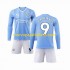 Camiseta de Fútbol Manchester City Haaland 9 Niño Casa 2023-2024 Manga Larga